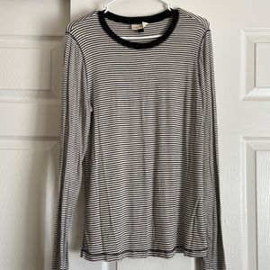 Black and White Striped Long Sleeved Tee Universal Thread